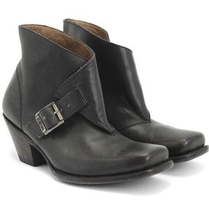 John Fluevog Shana Black Heeled Low Boots with Buckle Closure